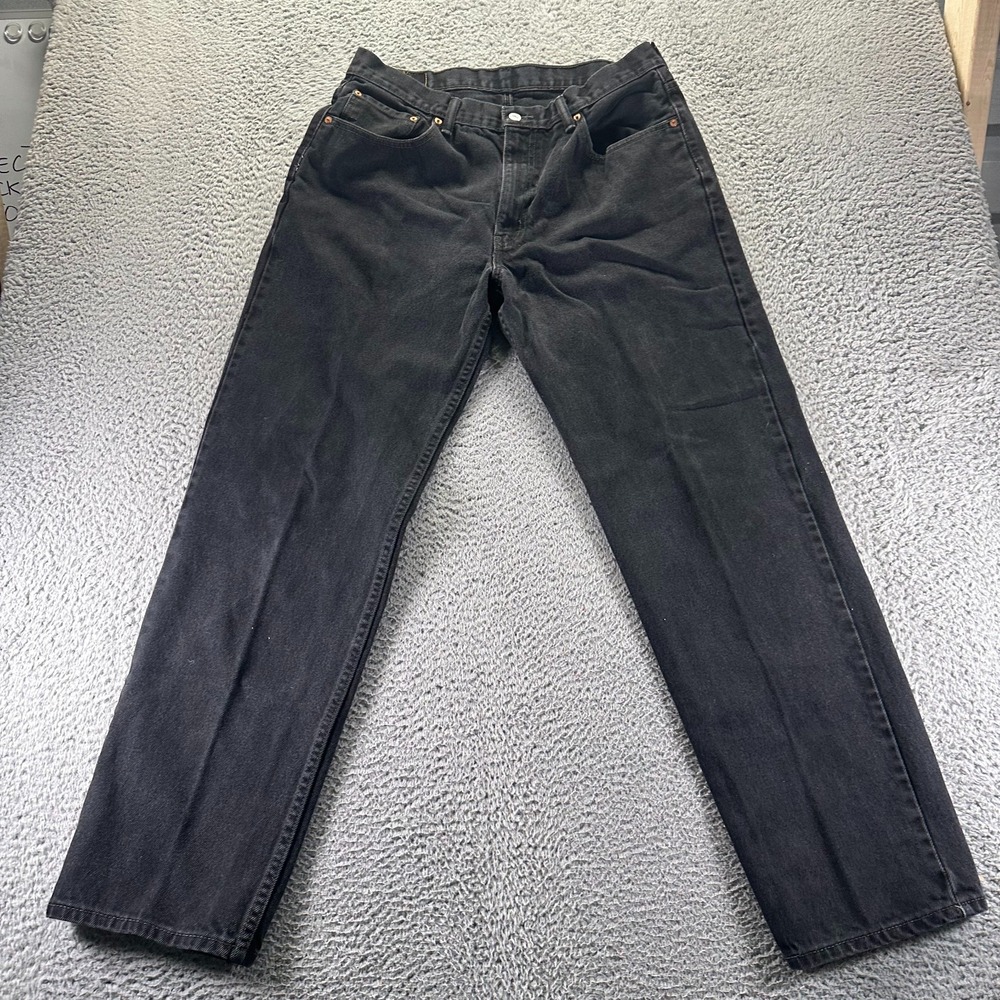 Levi's 550 Jeans Mens‎ 36x34 Black Cotton Denim Straight Leg Stretch Workwear